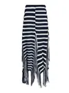 Proenza Schouler Yves Stripe Fringed Cotton Knit Skirt In Blue