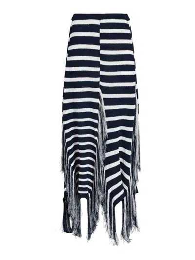 PROENZA SCHOULER YVES SKIRT IN STRIPE FRINGED KNIT