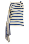 Proenza Schouler Yves Stripe Fringed Cotton Knit Top In Pale Yellow Multi