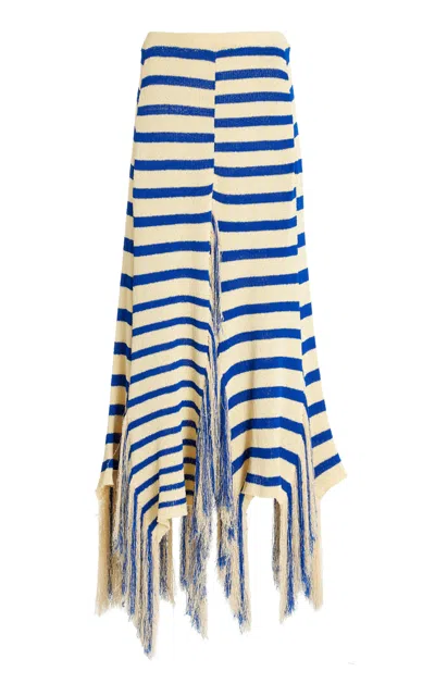 Proenza Schouler Yves Stripe Fringed Cotton Knit Skirt