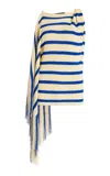 Proenza Schouler Yves Stripe Fringed Cotton Knit Top In Pale Yellow Multi