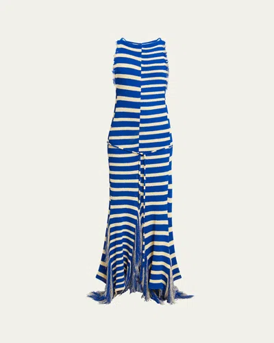 PROENZA SCHOULER YVES STRIPE FRINGED KNIT DRESS