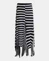 Proenza Schouler Yves Stripe Fringed Cotton Knit Skirt In Navy Multi