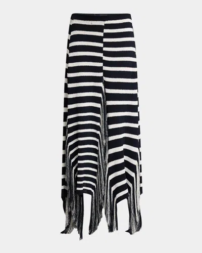 PROENZA SCHOULER YVES STRIPED FRINGE KNIT MAXI SKIRT