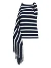 Proenza Schouler Yves Striped Fringe Top In Blue