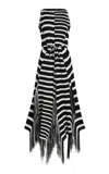 Proenza Schouler Yves Striped Fringed Cotton Knit Maxi Dress In Black