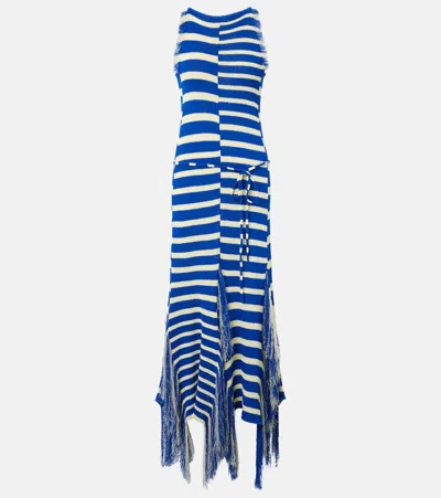 PROENZA SCHOULER YVES STRIPED FRINGED KNITTED MAXI DRESS