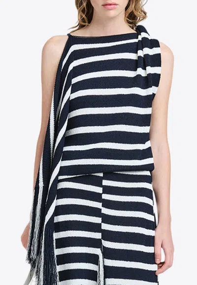 Proenza Schouler Yves Striped Top In Blue
