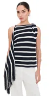 Proenza Schouler Yves Striped Fringe Top In Blue