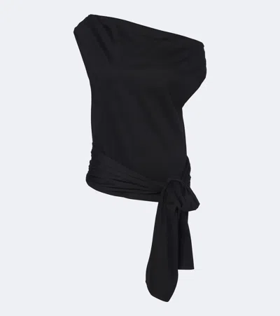 Proenza Schouler Zafira Bow-detail Cotton-jersey Blouse In Black