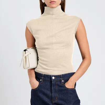 Proenza Schouler Zane Funnel-neck Top In Oat Melange In Neutral