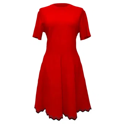 Proenza Schouler Zig-zag Hem Mini Flared Dress In Red Viscose