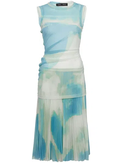 Proenza Schouler Zoe Midikleid Mit Abstraktem Print In Blau
