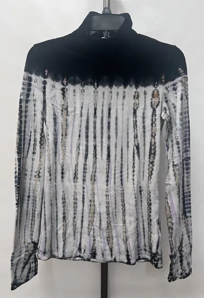 Pre-owned Proenza Shouler Velvet Tie Dye Turtle Neck Sweater Blk/wht R2034033 Choose Size In White