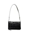 Profanter Tessa' Croco-effect Shoulder Bag In Black