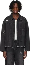 Professor.e Black Repaired Type I Denim Jacket In Washed Black