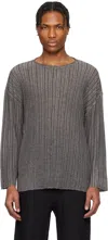 Professor.e Gray Semi-sheer Dirt Knit Sweater In Dusty Grey