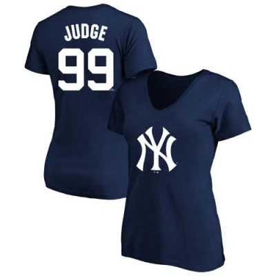 Profile Aaron Judge Navy New York Yankees Plus Size Name & Number V-neck T-shirt In Blue
