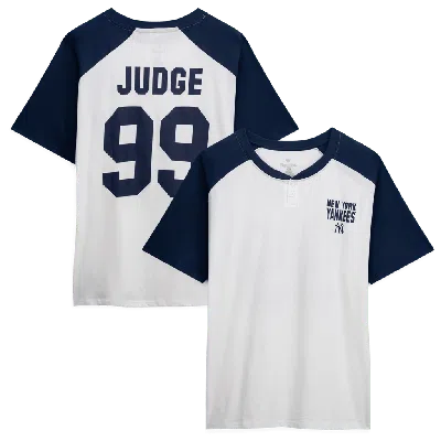 Profile Aaron Judge White New York Yankees Plus Size Name & Number Raglan Henley T-shirt