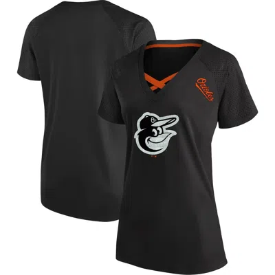 Profile Black Baltimore Orioles Plus Size Glitter Raglan V-neck T-shirt