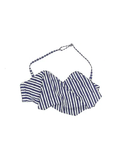 Pre-owned Profile Blush Swimsuit Top Blue Stripes Pattern Swimwear