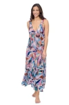 Profile By Gottex Aura V Neck Maxi Mesh Dress In Multi