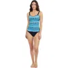 Profile By Gottex Bachata D Cup Tricolore Tankini In Blue Multi