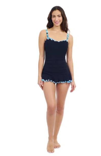 Profile By Gottex Bachata Tricolore D Cup Swimdress In Black