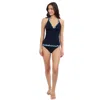 Profile By Gottex Gottex Bachata Tricolored Solid Halter Tankini Top