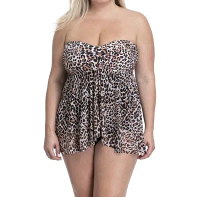 Profile By Gottex Bandeau Strapless Flyaway One Piece Swimsuit - Plus In Wild Thing