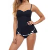 Profile By Gottex Belle Curve Bandeau Strapless Swim Dress In Black And White In Black