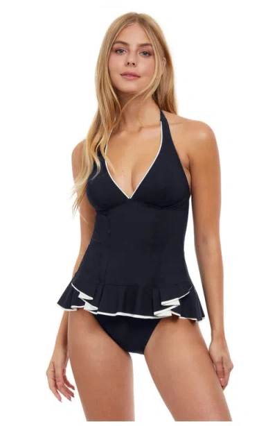 Profile By Gottex Belle Curve Halter Tankini Swim Top In Black