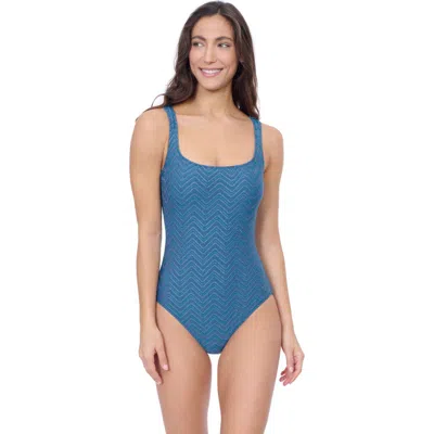 Profile By Gottex Blend Scoop Neck Texture One Piece In Jade