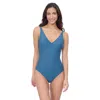 Profile By Gottex Blend V Neck Texture One Piece In Blue