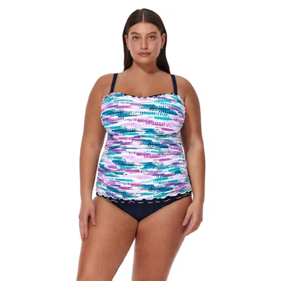 Profile By Gottex Canva Plus Size Shirred Underwire Tankini Top In Multi