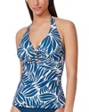 Profile By Gottex Come Back Printed Halter Tankini Top In Blue