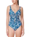 Profile By Gottex Come Back V Neck One Piece Swimsuit In Blue