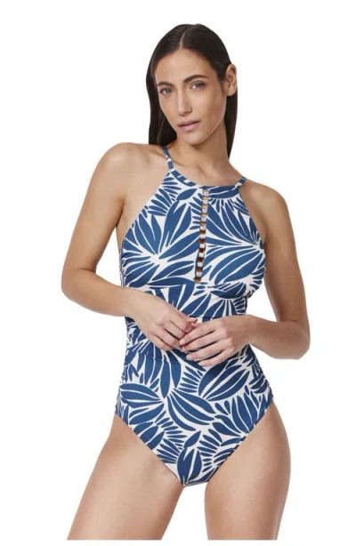 Profile By Gottex Comeback High Neck One Piece In Blue