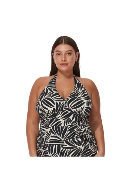 Profile By Gottex Comeback Plus Size Halter Tankini Top In Black
