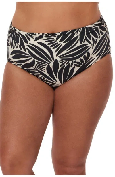 Profile By Gottex Comeback Plus Size Shirred High Waist Swim Bottom In Black