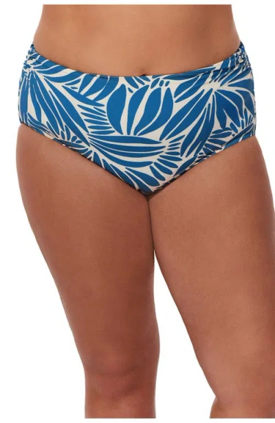 Profile By Gottex Comeback Plus Size Shirred High Waist Swim Bottom In Blue