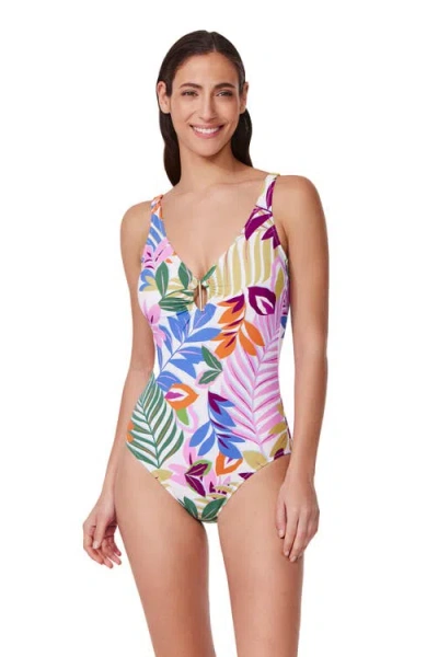 Profile By Gottex Costa Del Sol V-neck One Piece In Purple