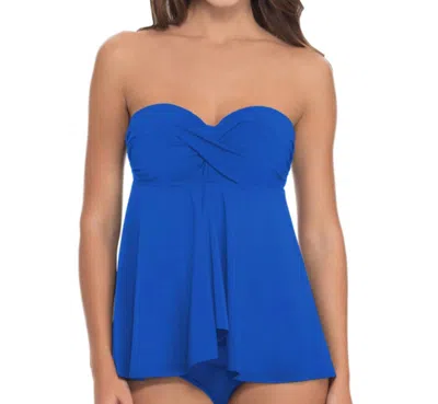 Profile By Gottex D-cup Bandeau Fly Away Tankini Top In Tutti Frutti Hazy Perri In Blue