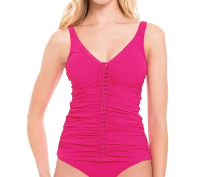 Profile By Gottex D-cup Molded Underwire Tankini Top In Waterfall Rose In Pink