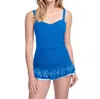 Profile By Gottex D-cup Scoop Neck Laser Cut Underwire Swimdress In Tutti Frutti Royal In Multi