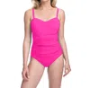 PROFILE BY GOTTEX D-CUP SCOOP NECK SHIRRED ONE PIECE SWIMSUIT IN TUTTI FRUTTI FUCHSIA