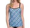 Profile By Gottex D-cup Scoop Neck Shirred Underwire Tankini Top In Pinwheel In Multi