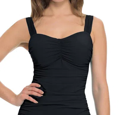 Profile By Gottex D-cup Shirred Underwire Tankini Top In Tutti Frutti Black