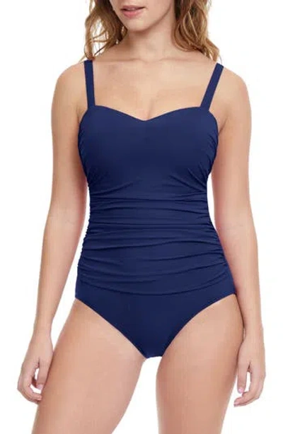 Profile By Gottex D-cup Sweetheart Neck One-piece Swimsuit In Navy