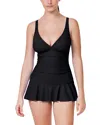 Profile By Gottex Ribbons D-cup Textured Wide Strap One Piece Swimsuit In Black In Black